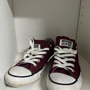 Converse Low Top Sneakers - Burgundy and White